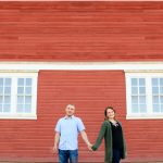 red barn laughing couple hovander engagement session