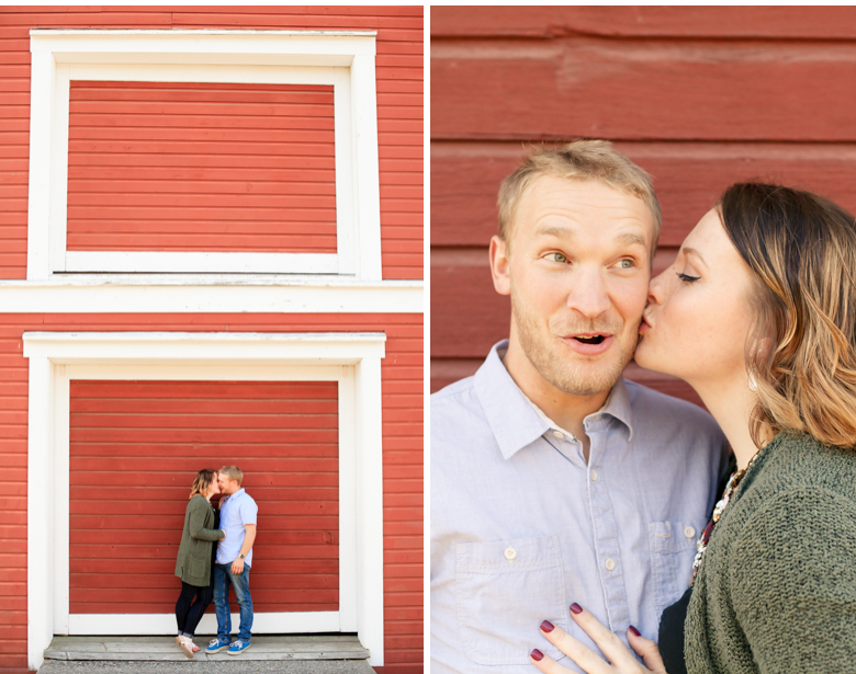 red barn laughing couple hovander engagement session 