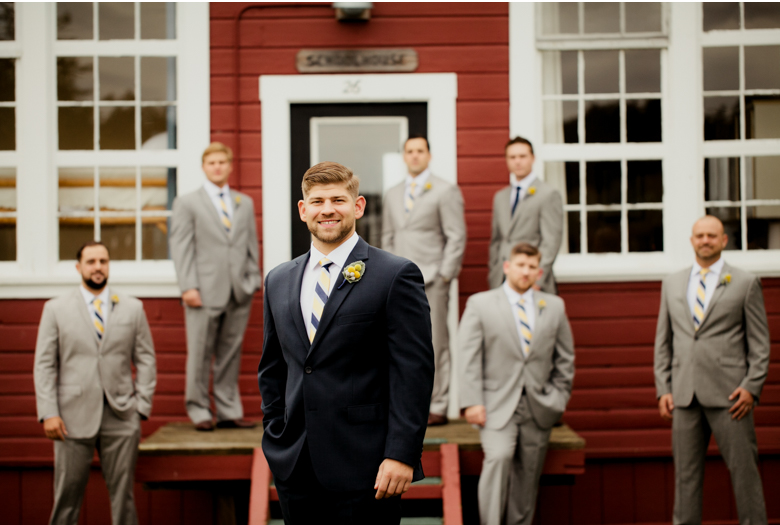 groomsmen picture in the winter at friday harbor wedding venue wedding photographer