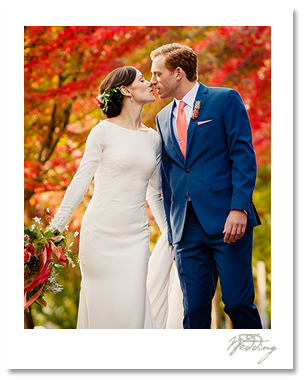 autumn wedding picture photo at roche harbor, a pnw wedding destination in the san juan islands bride and groom portrait with fall colors