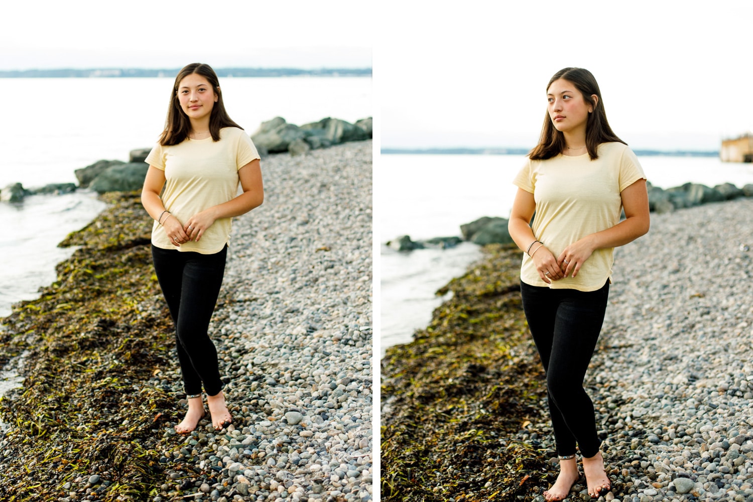bellingham seattle senior pictures photographer on the beach in pnw at sunset